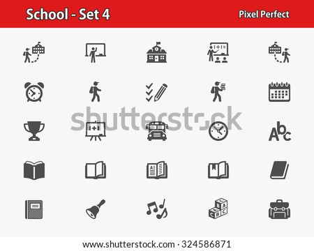 School Icons. Professional, pixel perfect icons optimized for both large and small resolutions. EPS 8 format.