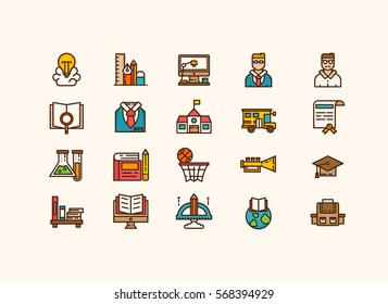 School icons set.