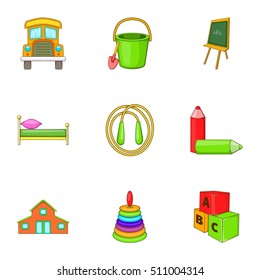 School icons set. Cartoon illustration of 9 school vector icons for web