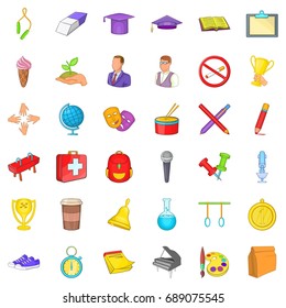 School icons set. Cartoon style of 36 school vector icons for web isolated on white background