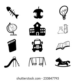 School icons set cartoon vector