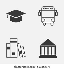 School Icons Set. Collection Of Library, Graduation, Education Center And Other Elements. Also Includes Symbols Such As School, Learning, Cap.