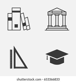 School Icons Set. Collection Of Library, Graduation, College And Other Elements. Also Includes Symbols Such As Building, Drawing, Academy.