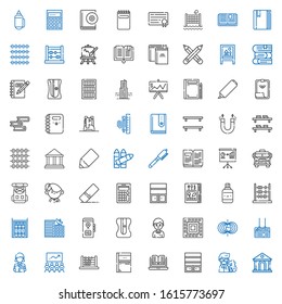 school icons set. Collection of school with museum, professor, bookshelf, open book, sketchbook, abacus, class, reading, board, magnetic field. Editable and scalable school icons.
