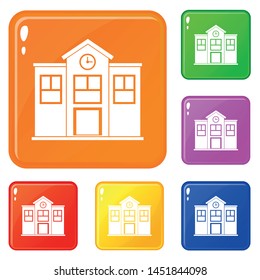 School icons set collection vector 6 color isolated on white background