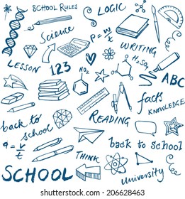 School icons set doodle vector