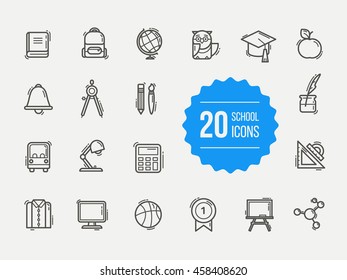 School icons set. Education outline icons. School outline illustrations