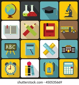 School Education Flat Vector Icons Set Stock Vector (Royalty Free