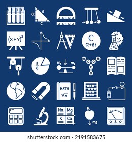 School icons set in flat style. Vector illustration.