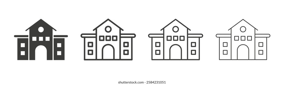 School icons set. Liner outlined and flat black color