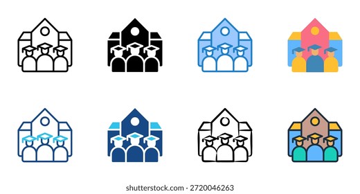 Los iconos de la escuela establecen una colección de estilo múltiple. Trazo editable 
