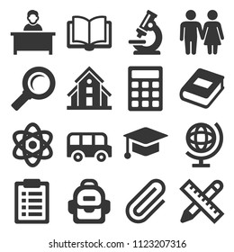 School Icons Set on White Background. Vector