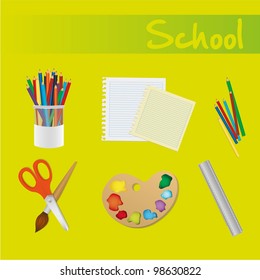 school icons set over green background