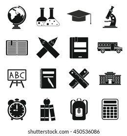 School icons set in simple ctyle. Education set collection vector illustration