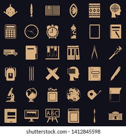 School icons set. Simple style of 36 school vector icons for web for any design
