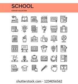 School Icons Set. UI Pixel Perfect Well-crafted Vector Thin Line Icons. The illustrations are a vector.