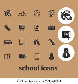 school icons set, vector