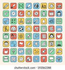 School icons set. Vector. Hand drawn. 