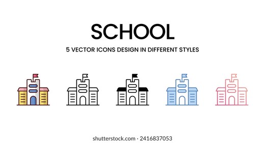 Iconos escolares establecen la ilustración vectorial. material vectorial,