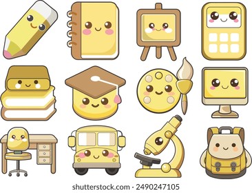 School icons set, vector illustration