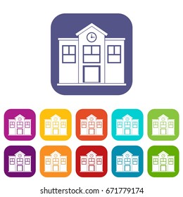School icons set vector illustration in flat style In colors red, blue, green and other