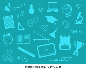 School. Icons set. Vector illustration.