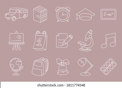 Satz für Schulsymbole - Vektorgrafik-Symbole für Bildungszubehör für die Website oder die Benutzeroberfläche