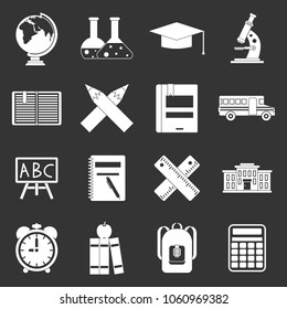 School icons set vector white isolated on grey background 