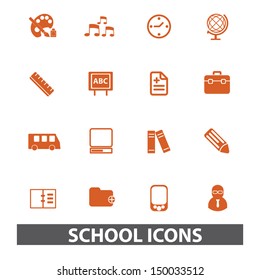 school icons, signs set, vector