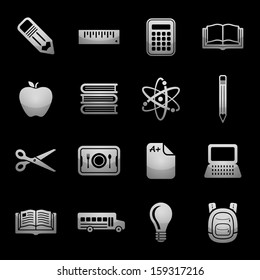School Icons Silver Icon Set