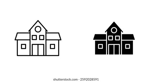 School icons. stroke line and black solid icons