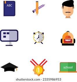 school icons symbols vector set