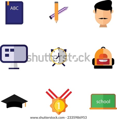 school icons symbols vector set