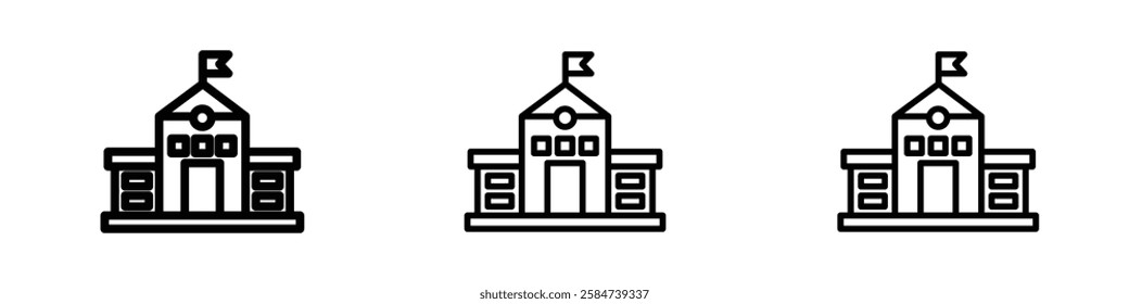 School icons in three different stroke lines