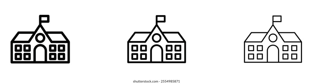 school icons in tree different stroke sizes