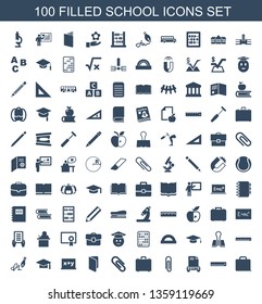 school icons. Trendy 100 school icons. Contain icons such as case, ruler, holding document, paper clip, clip, book, blackboard x y, graduation cap. school icon for web and mobile.