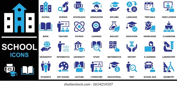 School Icons Vector Design Drawing, School Logo Vector Design Drawing.