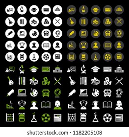 school Icons, vector education icons, university graduation icons, learning diploma