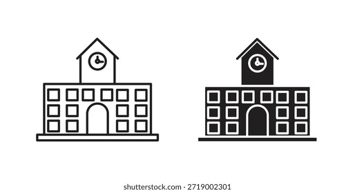Iconos de la escuela, símbolos del Vector. cartel plano lleno