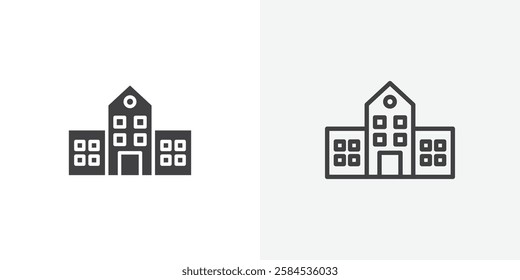 School icons vectors illustrations in black fill and liner versions