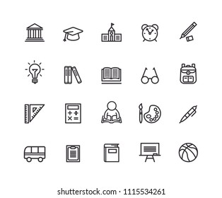 School icons with White Background.
Simple line vector icons.