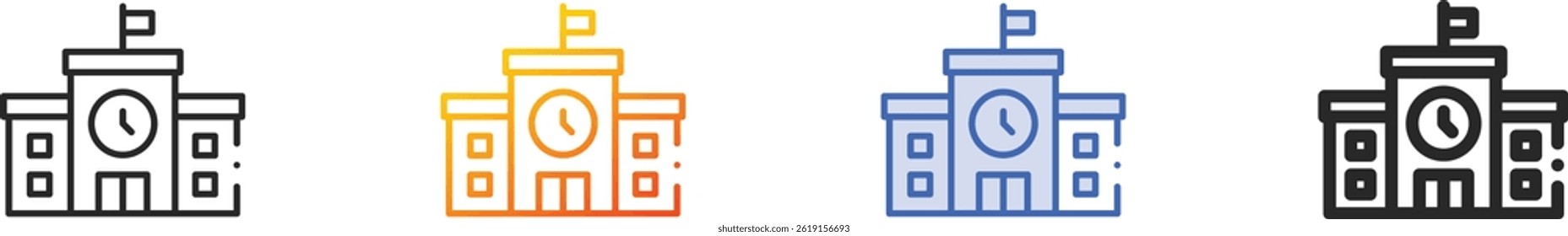 school icon.Thin Linear, Gradient, Blue Stroke and bold Style Design Isolated On White Background