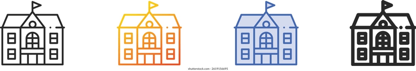 school icon.Thin Linear, Gradient, Blue Stroke and bold Style Design Isolated On White Background
