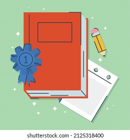 school illustration with book and note