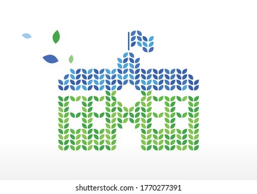 school illustration with leave pattern