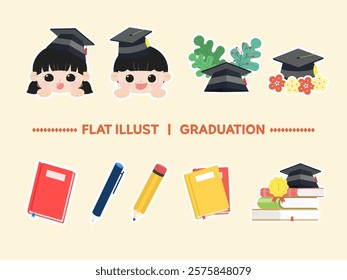 School, illustration for students. Symbolizing characters and graduation ceremonies. Vector illustration design.