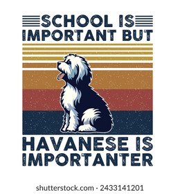 School is important but Havanese is importanter Typography T-shirt Design Vector 
