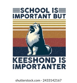 School is important but Keeshond is importanter Typography T-shirt Design Vector 
