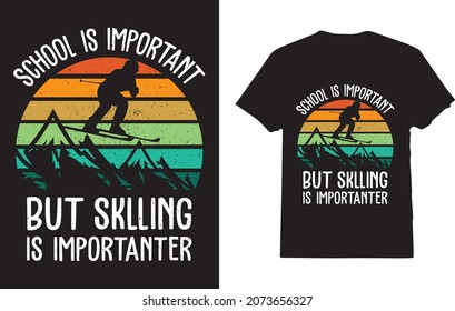 School Is Important but Skiing Is Importanter Funny Ski T-shirt