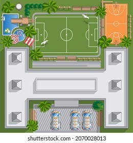 School infrastructure. View from above. Vector illustration. 